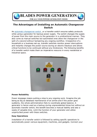 the advantages of installing an automatic