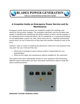 a complete guide on emergency power service