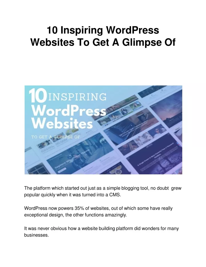 10 inspiring wordpress websites to get a glimpse of