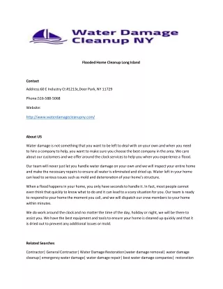 Flooded Home Cleanup Long Island