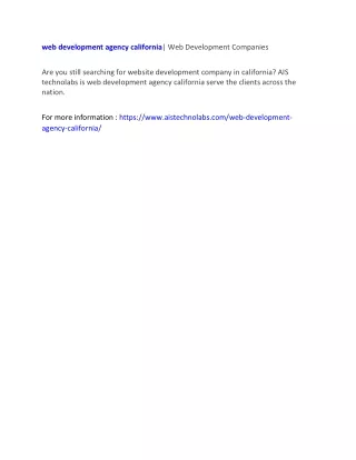 web development agency california web development