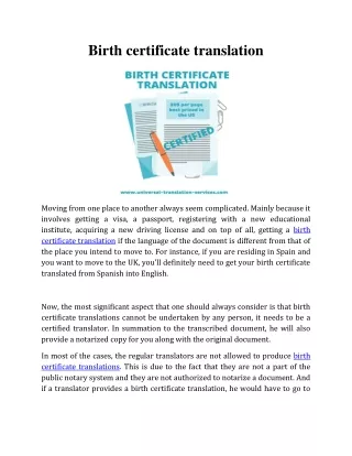 birth certificate translation
