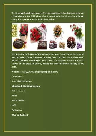 NATIONWIDE CAKE DELIVERY PHILIPPINES