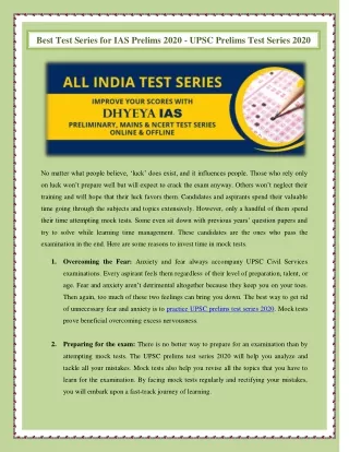 best test series for ias prelims 2020 upsc