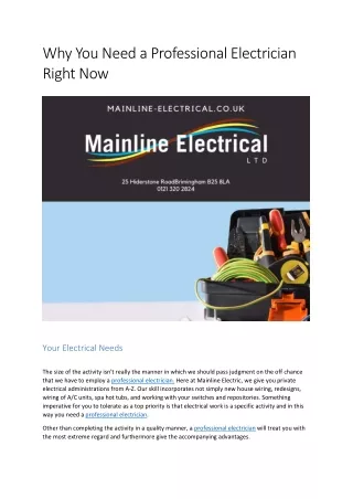 why you need a professional electrician right now