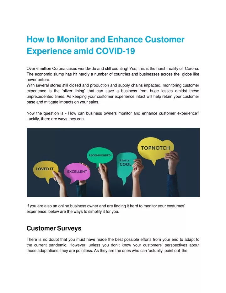 how to monitor and enhance customer experience amid covid 19