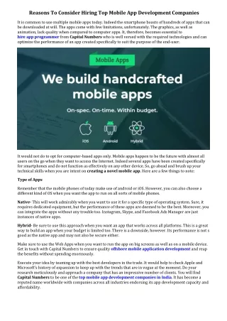 Hiring Top Mobile App Development Company
