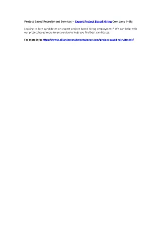 project based recruitment services expert project