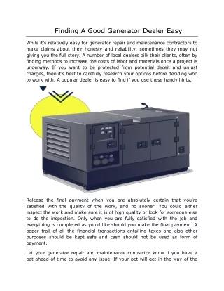 Finding A Good Generator Dealer Easy