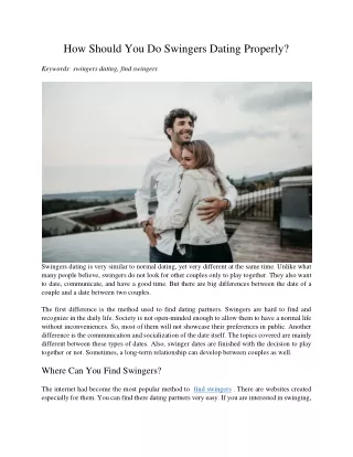 how should you do swingers dating properly
