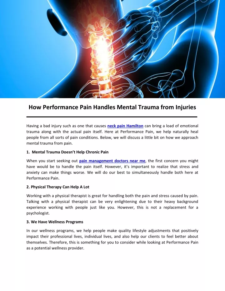 how performance pain handles mental trauma from