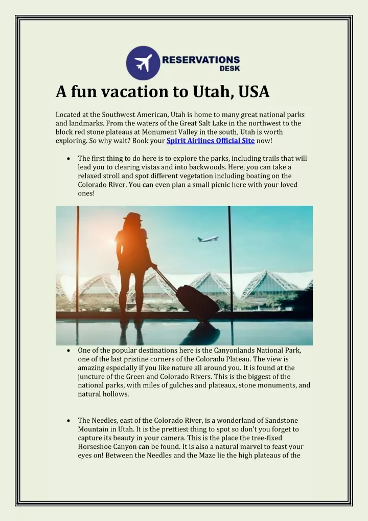 a fun vacation to utah usa located