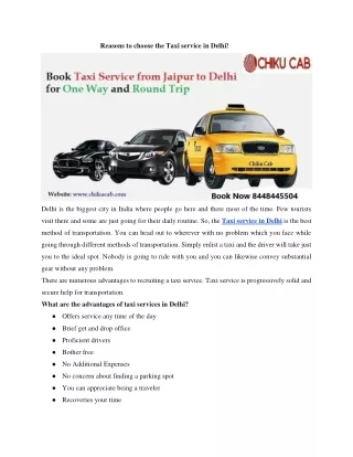 Reasons to choose the Taxi service in Delhi