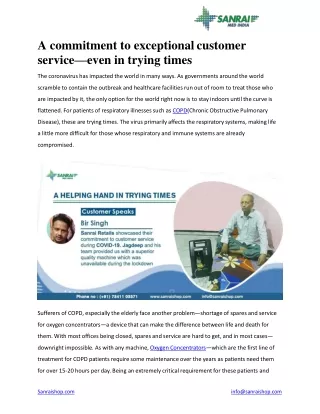 a commitment to exceptional customer service even in trying times
