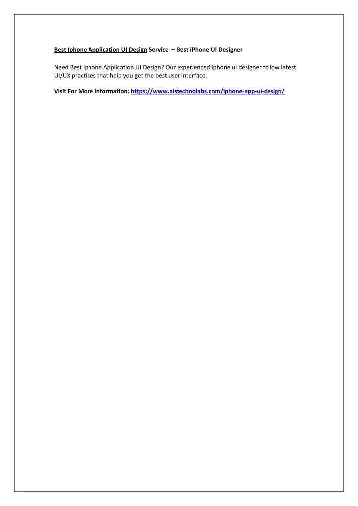best iphone application ui design service best