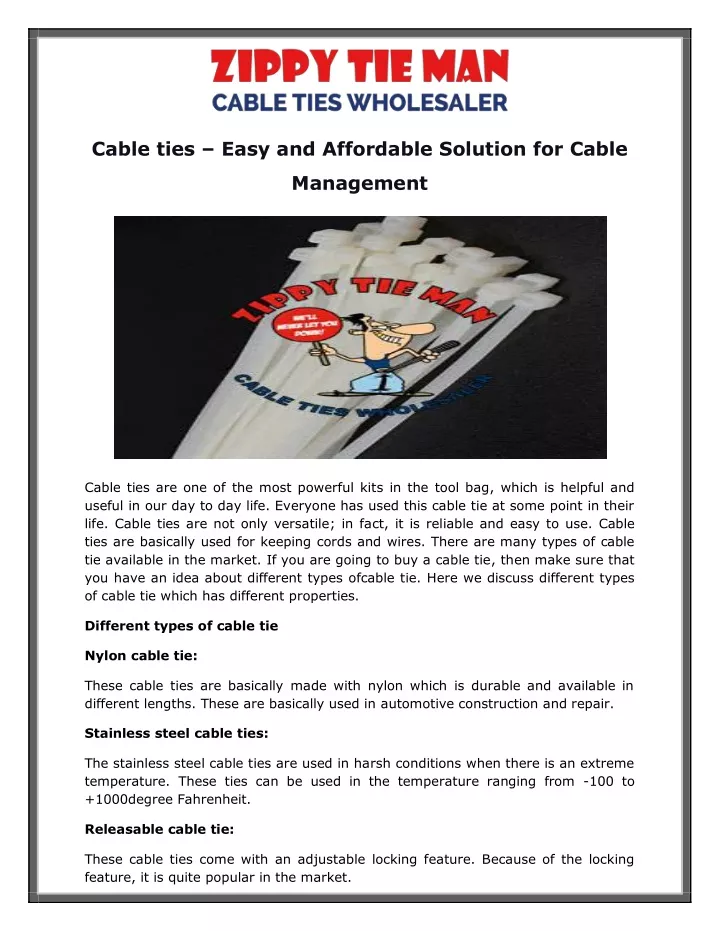 cable ties easy and affordable solution for cable