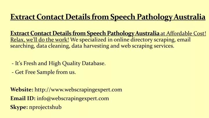 extract contact details from speech pathology australia