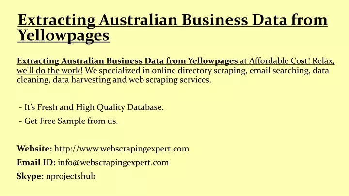 extracting australian business data from yellowpages