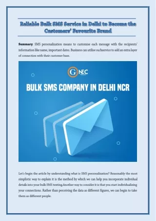 Reliable Bulk SMS Service in Delhi to Become the Customers’ Favourite Brand
