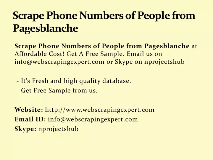 scrape phone numbers of people from pagesblanche