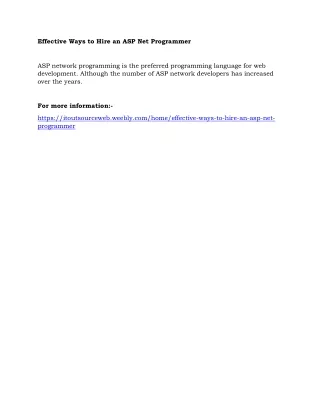 effective ways to hire an asp net programmer