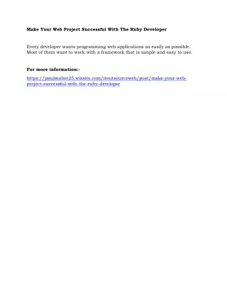 make your web project successful with the ruby