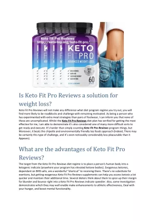 Keto Fit Pro Reviews