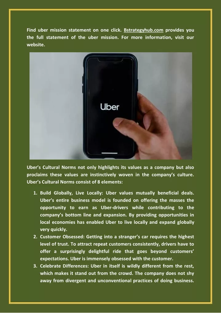 find uber mission statement on one click