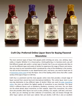 Craft City: Preferred Online Liquor Store for Buying Flavored Moonshine