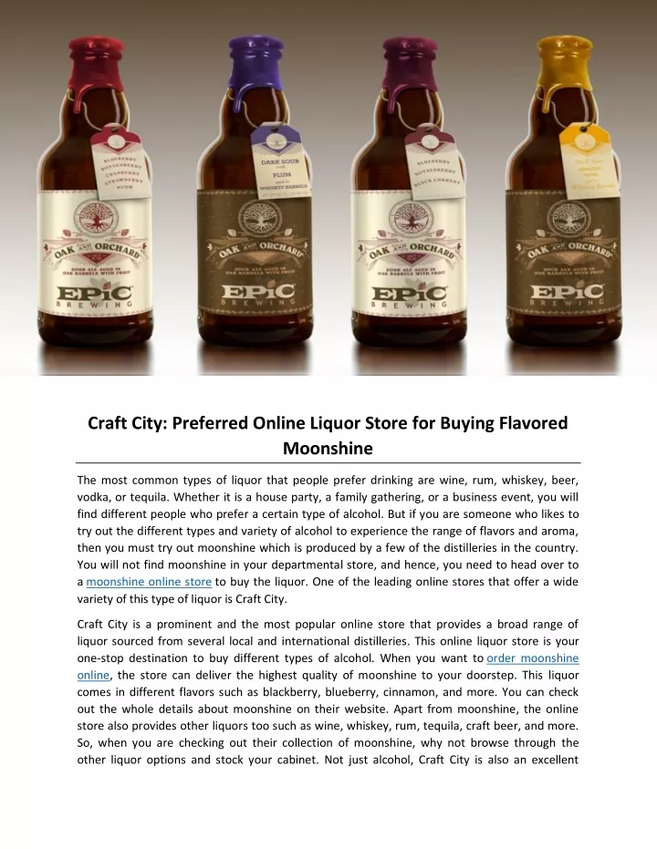 craft city preferred online liquor store