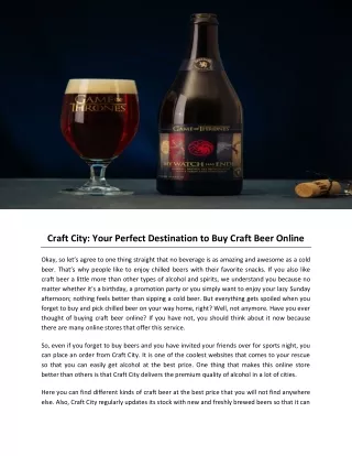 Craft City: Your Perfect Destination to Buy Craft Beer Online
