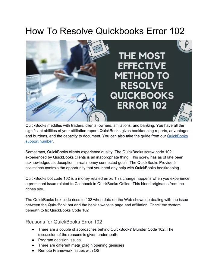 how to resolve quickbooks error 102