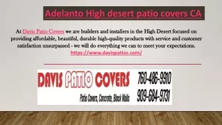 Adelanto High desert patio covers CA
