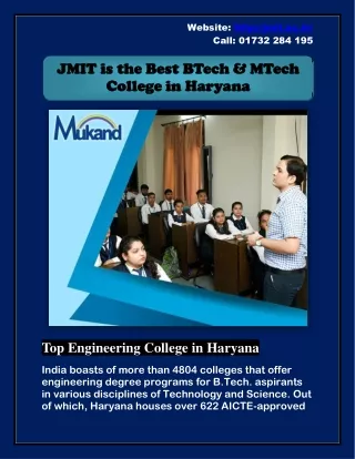 JMIT is the Best Btech College in Haryana