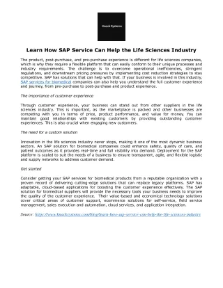 Learn How SAP Service Can Help the Life Sciences Industry