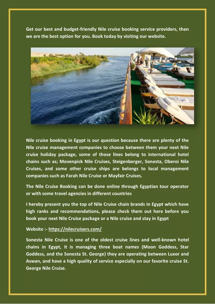 get our best and budget friendly nile cruise