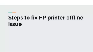 steps to fix hp printer offline issue