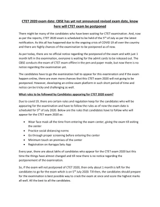 ctet 2020 exam date cbse has yet not announced