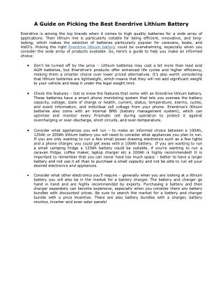 A Guide on Picking the Best Enerdrive Lithium Battery
