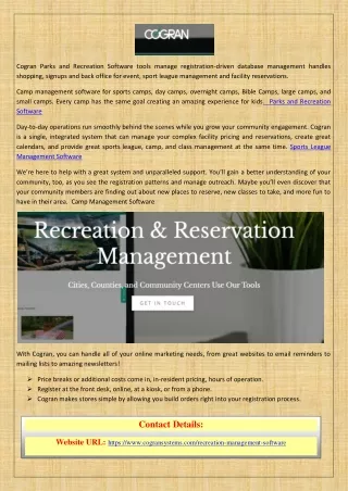 cogran parks and recreation software tools manage