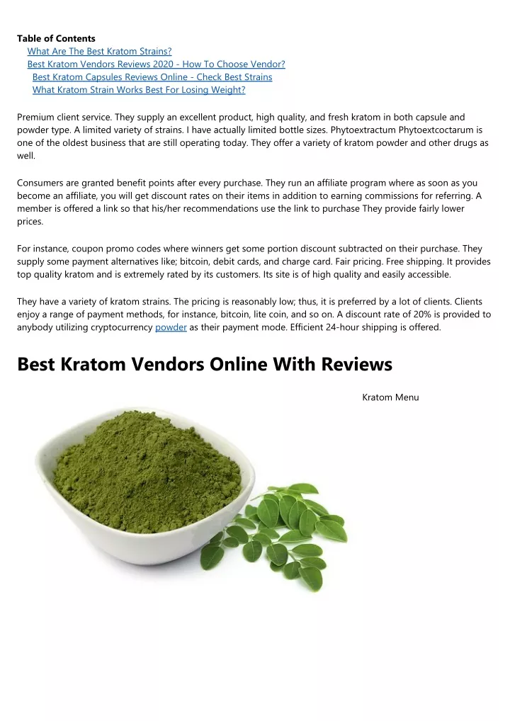 table of contents what are the best kratom
