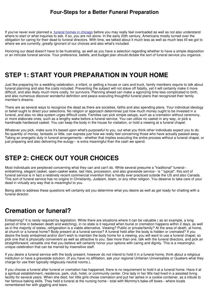 four steps for a better funeral preparation