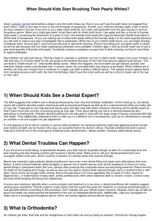 When Should Kids Start Brushing Their Teeth?