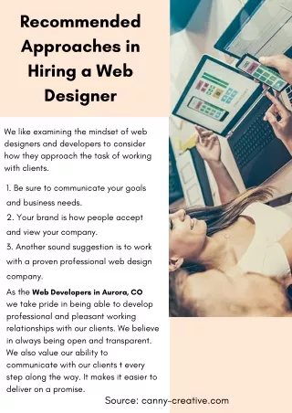 recommended approaches in hiring a web designer