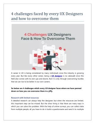 4 challenges faced by every UX Designers and how to overcome them