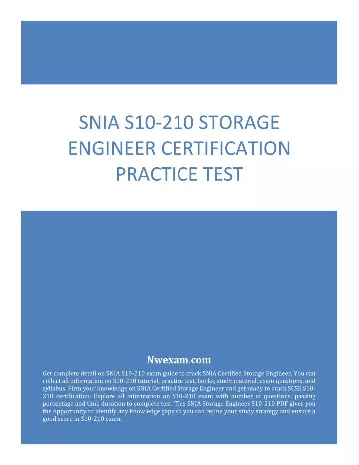 snia s10 210 storage engineer certification