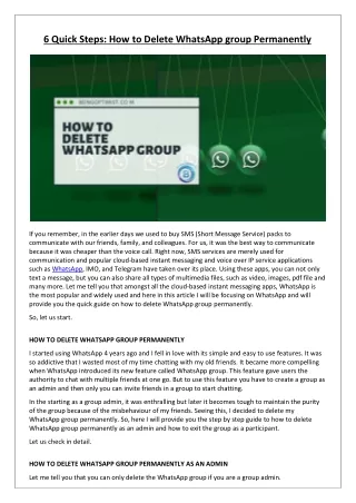 6 Quick Steps: How To Delete WhatsApp group Permanently