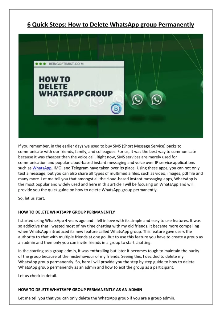 6 quick steps how to delete whatsapp group