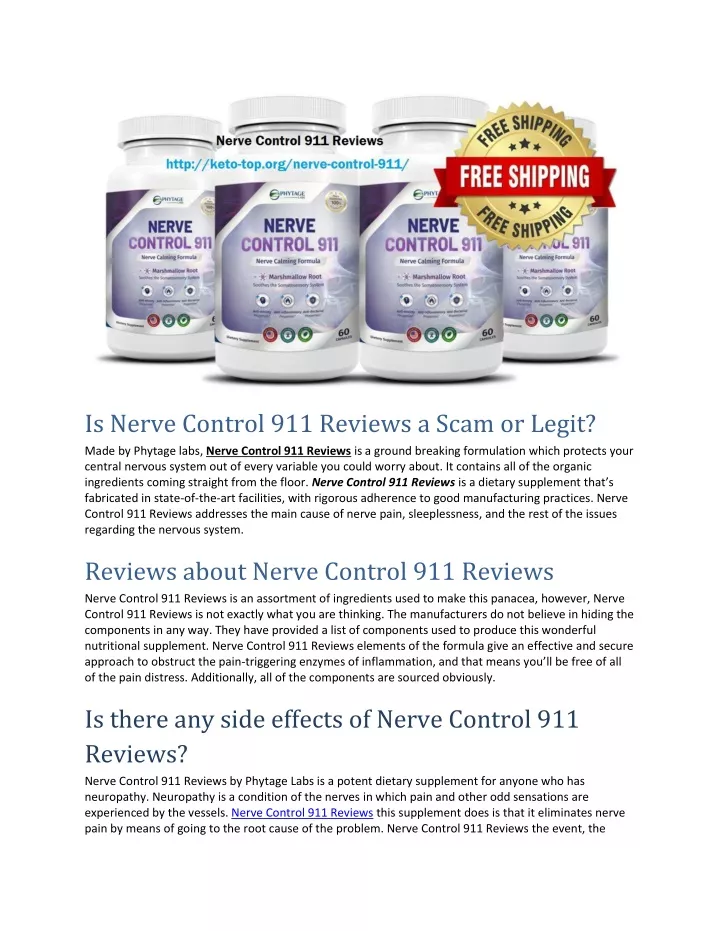 is nerve control 911 reviews a scam or legit