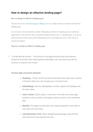 how to design an effective landing page